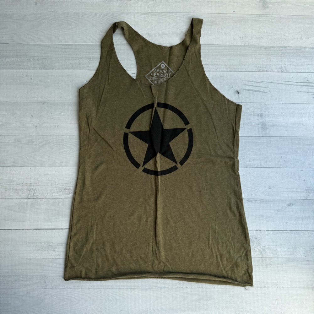 Savage Barbell Women’s American Savage Tank Top with Black Star